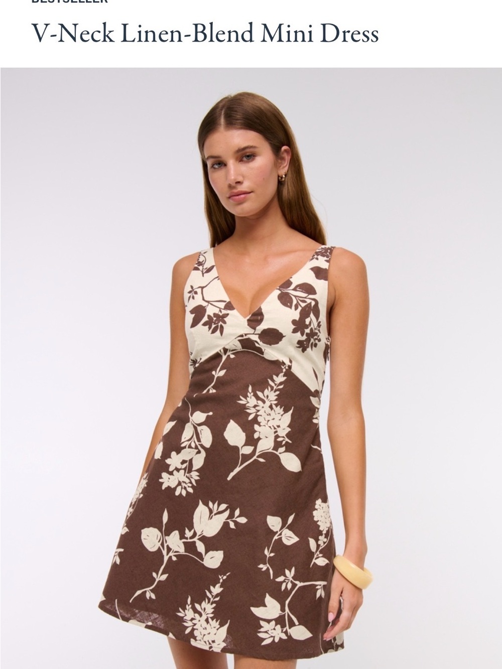 Abercrombie V-Neck Linen-Blend Mini Dress Small